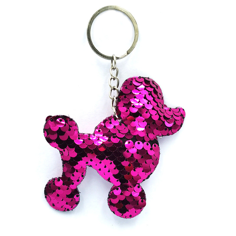 Wholesale Reflective Bright Surface Animal Plant PET Glitter Fashion Bag DIY Keychains